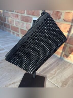 Jane & Berry Black Studded Faux Suede Wristlet Women’s Bag NWT